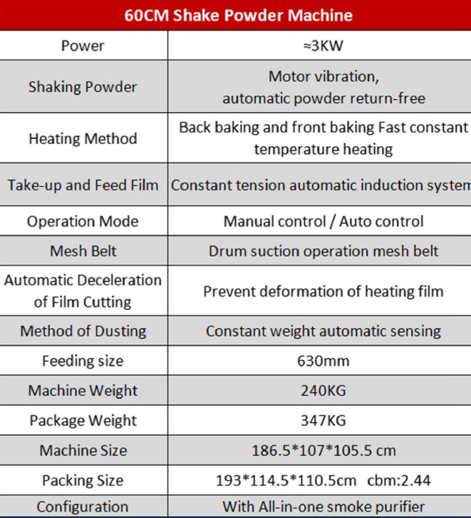 DTF Auto Powder Shaker