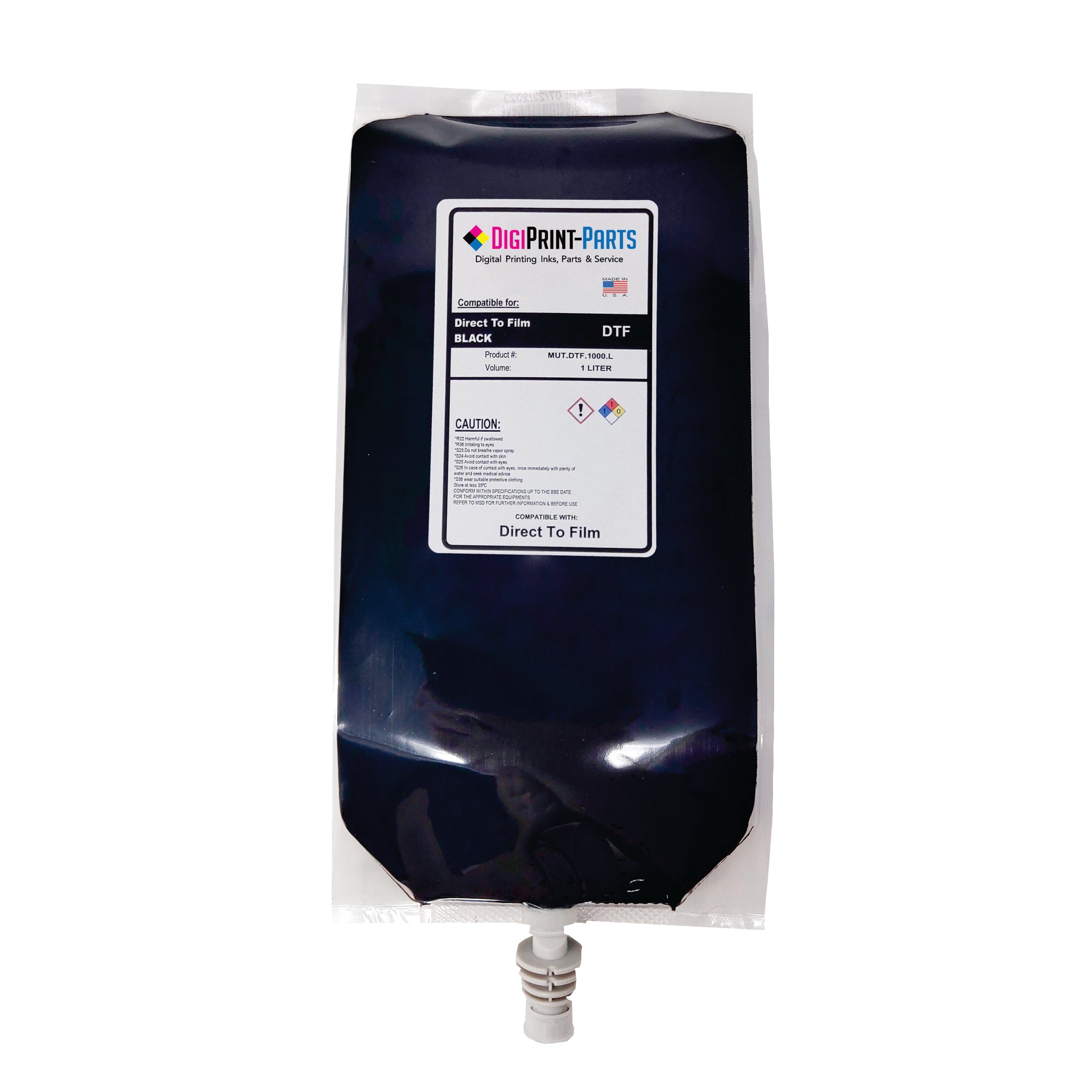 DTF Ink 1 Liter. Pouch of 1 Liter for CMYK and 2X500ML carts for White