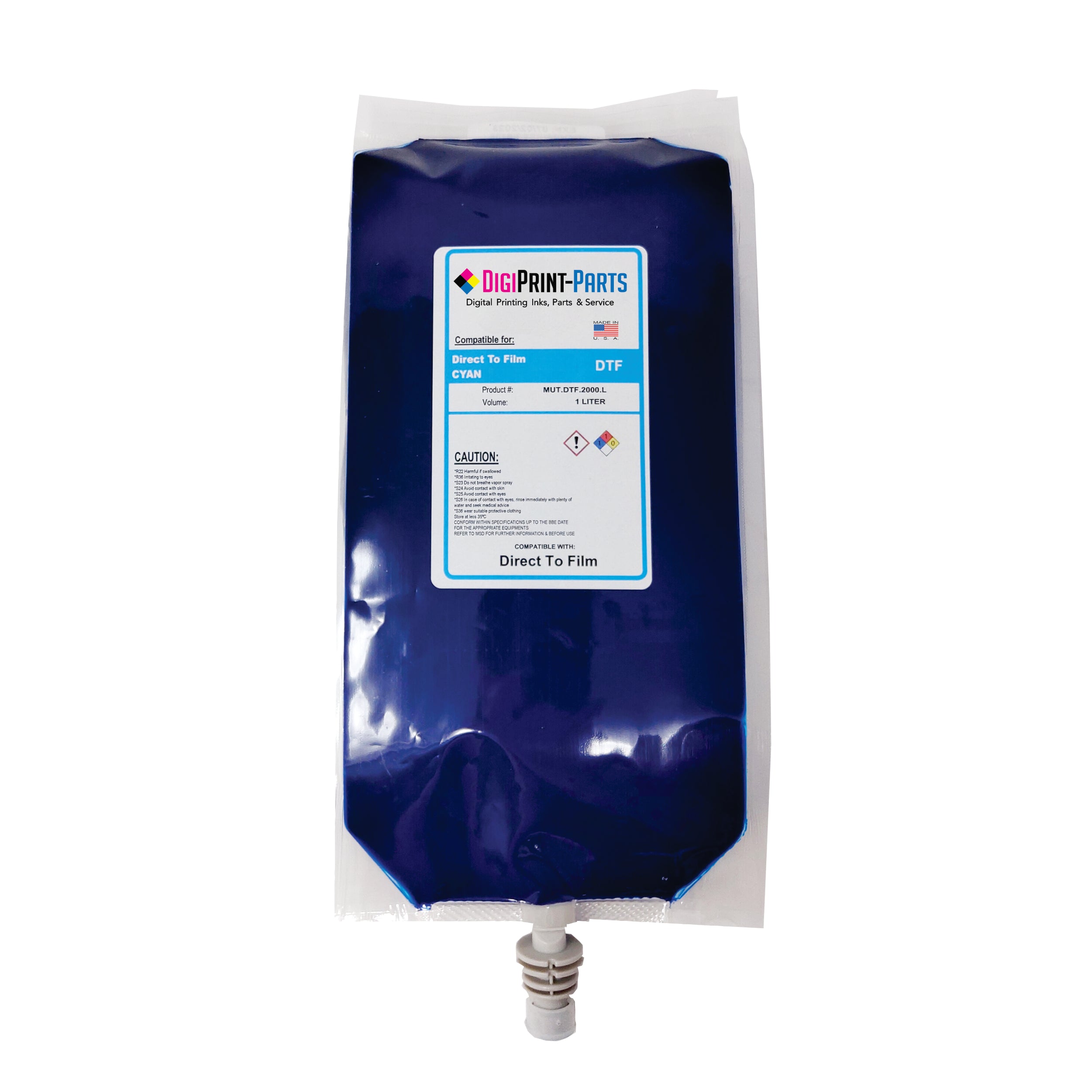 DTF Ink 1 Liter. Pouch of 1 Liter for CMYK and 2X500ML carts for White