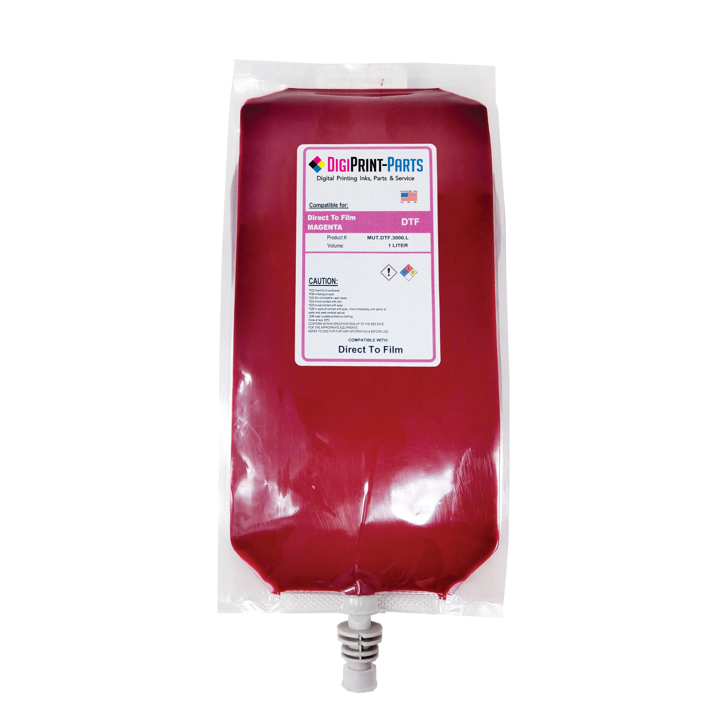 DTF Ink 1 Liter. Pouch of 1 Liter for CMYK and 2X500ML carts for White