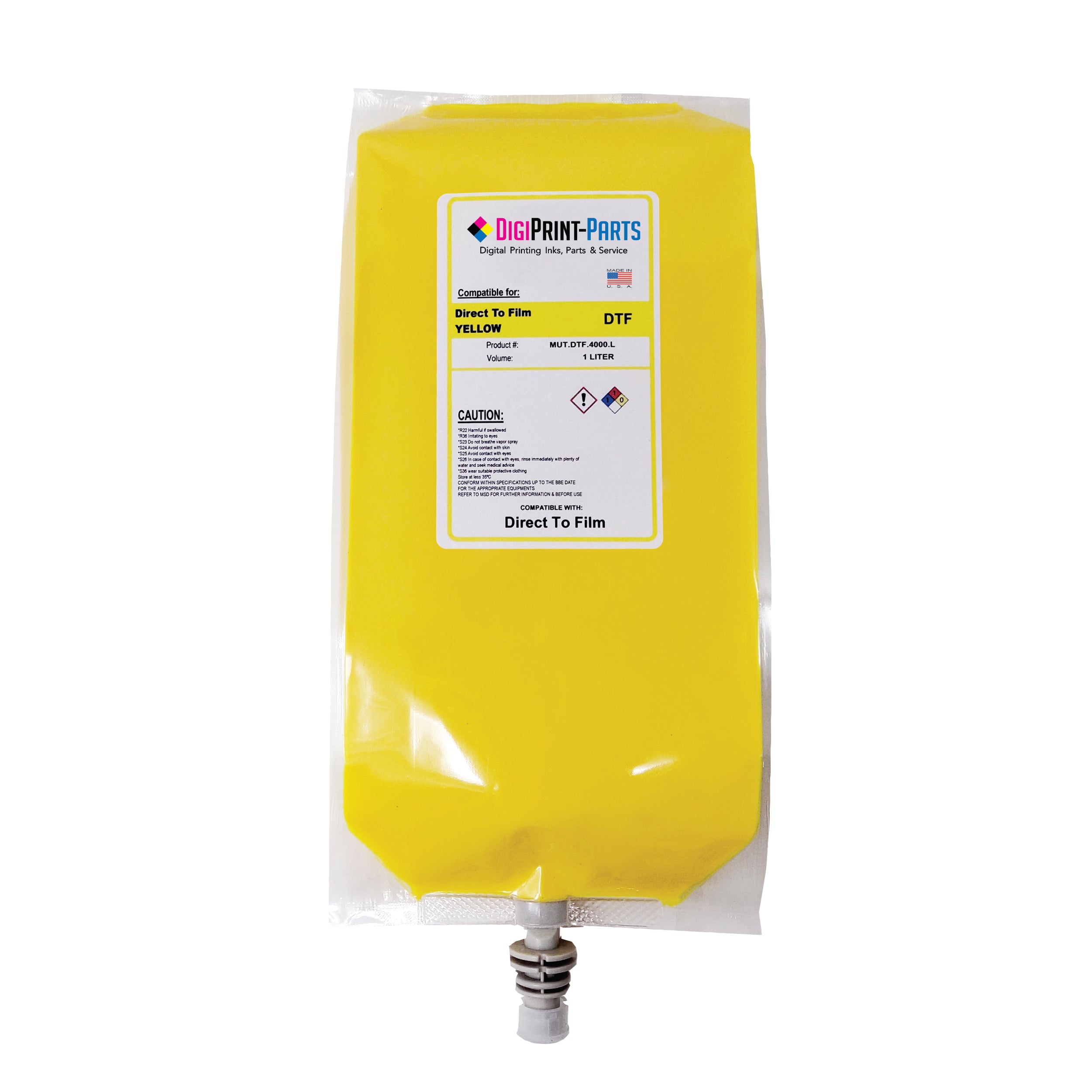 DTF Ink 1 Liter. Pouch of 1 Liter for CMYK and 2X500ML carts for White