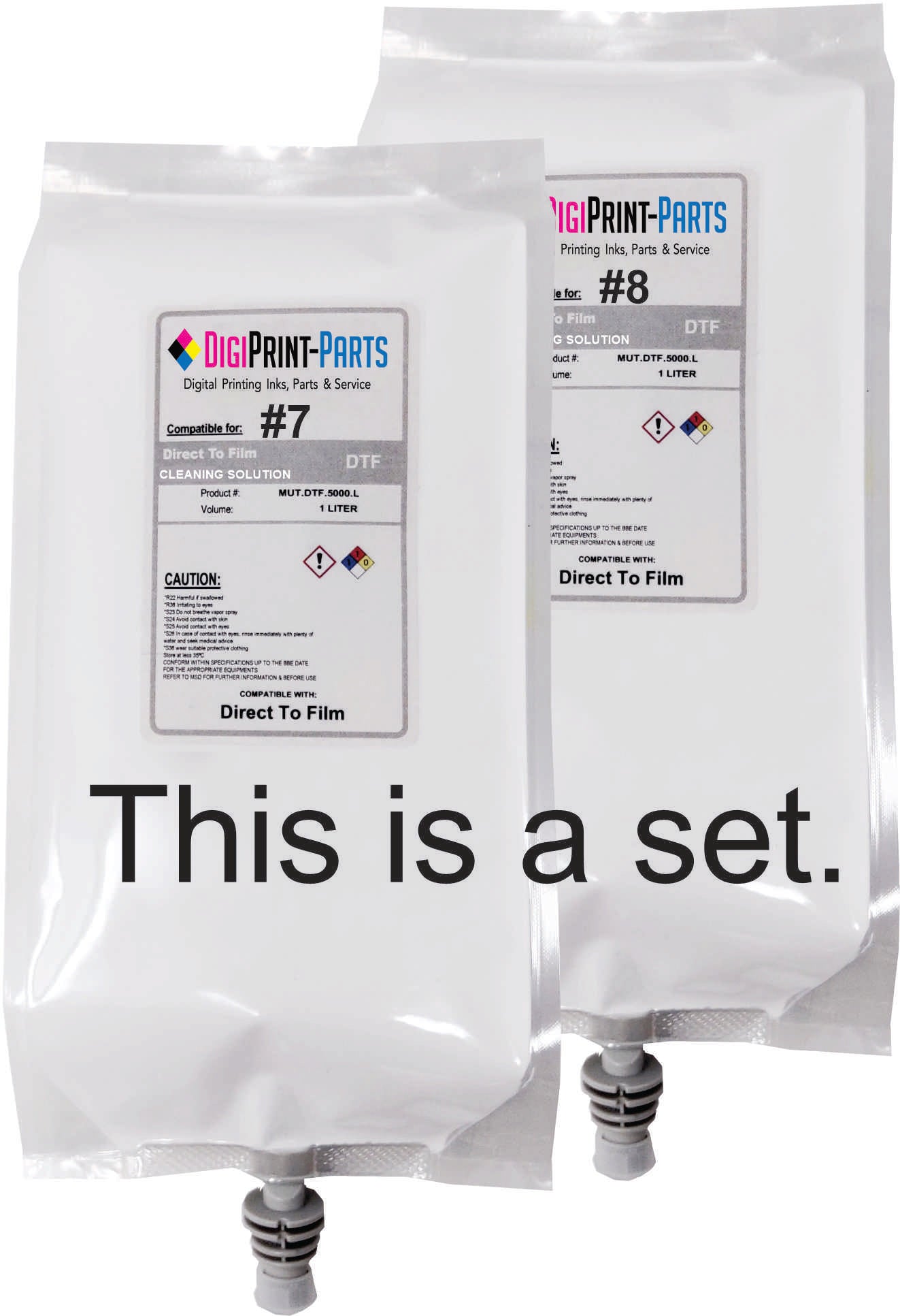 DTF Ink 1 Liter. Pouch of 1 Liter for CMYK and 2X500ML carts for White